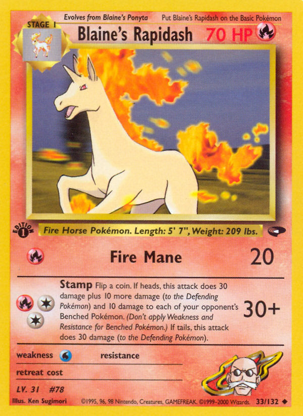 Gym Challenge Blaine's Rapidash #33/132 first edition